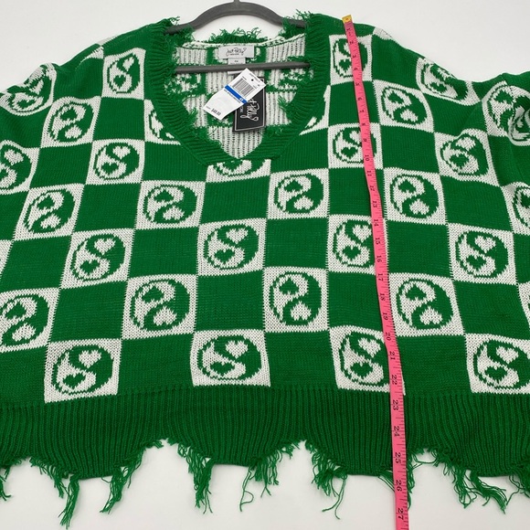 Just Polly Green Mini Yin Yang Destructed Sweater Size 4X Juniors - Picture 7 of 7